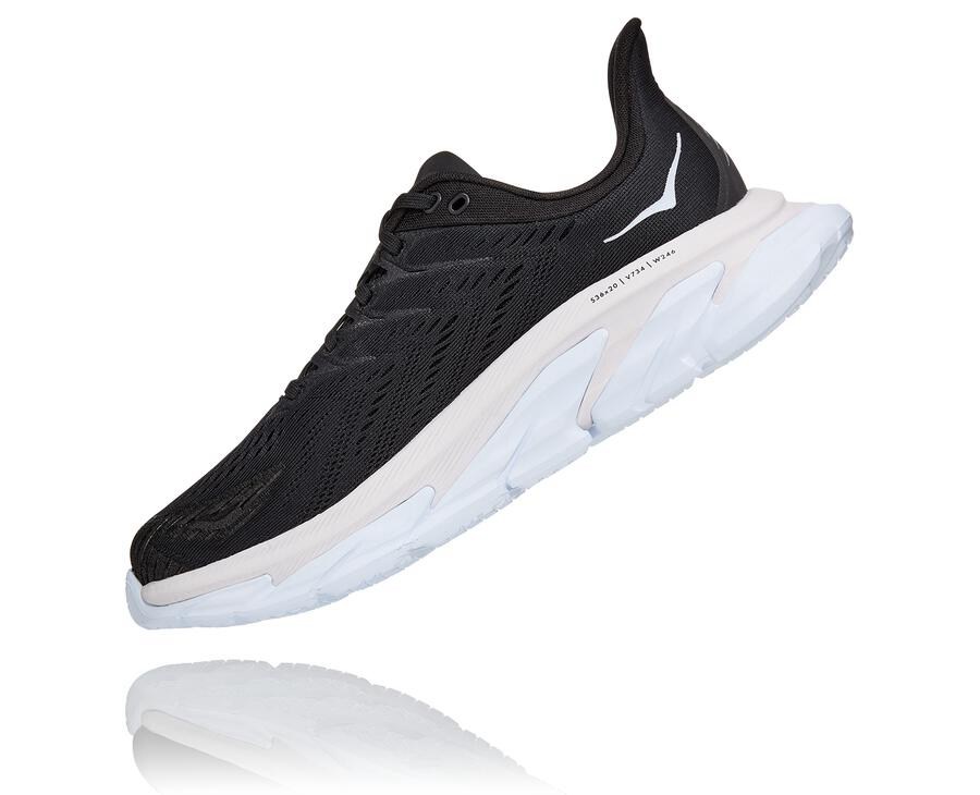 Hoka One One Mens Running Shoes - Clifton Edge - Black/White - SEKV92873